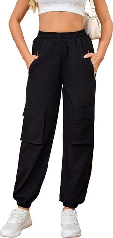 TSMNZMU Womens Cargo Pants Hight Waist Parachute Trousers Casual Dance Bottoms Zipper Pockets Combat Pants for Hiking in Saudi Arabia