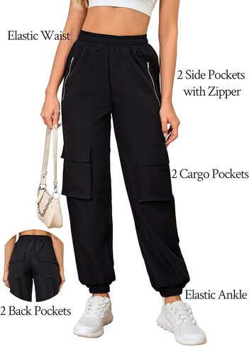 TSMNZMU Womens Cargo Pants Hight Waist Parachute Trousers Casual Dance Bottoms Zipper Pockets Combat Pants for Hiking in Saudi Arabia