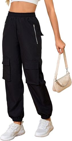 TSMNZMU Womens Cargo Pants Hight Waist Parachute Trousers Casual Dance Bottoms Zipper Pockets Combat Pants for Hiking in Saudi Arabia