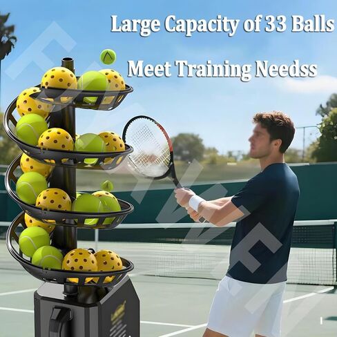 Portable Remote Control Tennis Ball Machine, Triangular Base Ball Tosser for Beginners & Kids, 33 Balls, Self-Play Launcher for Coaches & Home Training in Saudi Arabia