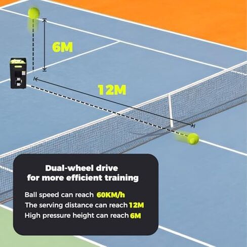 Professional Tennis Ball Machine with Remote - 50 Ball Capacity, 60km/h Speed, Ideal for Beginners & Intermediate Players, Perfect Tennis Training Device in Saudi Arabia