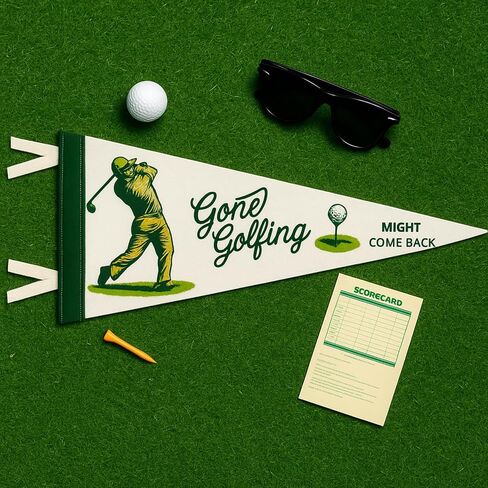 Golf Felt Pennant 17 x 5'' Wall Hanging Felt Banner Decor Triangle Banner Flag Golf Gifts for Man Retro Sports Wall Decor Fans in Saudi Arabia