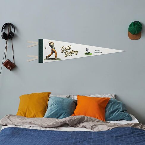 Golf Felt Pennant 17 x 5'' Wall Hanging Felt Banner Decor Triangle Banner Flag Golf Gifts for Man Retro Sports Wall Decor Fans in Saudi Arabia