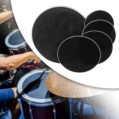 5 Piece Double Mesh Drum Head Set, Silent Practice Mute Drum Skin for Quiet Rehearsal, Portable Drum Head Replacement for Beginners & Kids- 12 13 14 16 22inch in Saudi Arabia