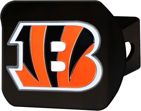Cincinnati Bengals NFL Black Metal Hitch Cover with 3D Colored Team Logo by FANMATS - Unique Round Molded Design – Easy Installation on Truck, SUV, Car - Ideal Gift for Die Hard Football Fan in Saudi Arabia