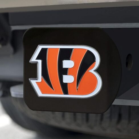 Cincinnati Bengals NFL Black Metal Hitch Cover with 3D Colored Team Logo by FANMATS - Unique Round Molded Design – Easy Installation on Truck, SUV, Car - Ideal Gift for Die Hard Football Fan in Saudi Arabia