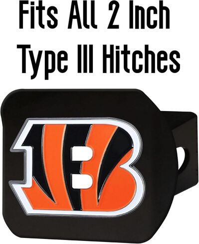 Cincinnati Bengals NFL Black Metal Hitch Cover with 3D Colored Team Logo by FANMATS - Unique Round Molded Design – Easy Installation on Truck, SUV, Car - Ideal Gift for Die Hard Football Fan in Saudi Arabia