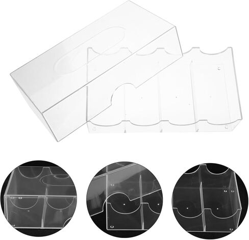 Vaguelly Multi Functional Transparent Poker Chip Box with Compartments Wear Resistant Storage Case for Household Chip and Accessories for and Small Item Organization in Kuwait