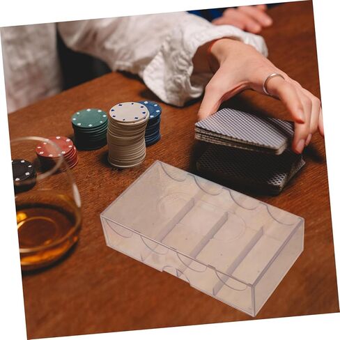 Vaguelly Multi Functional Transparent Poker Chip Box with Compartments Wear Resistant Storage Case for Household Chip and Accessories for and Small Item Organization in Kuwait