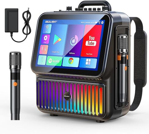 SEALIGHT Karaoke Machine for Adults-with Screen 13.3", Karokee Machine with 350W Bluetooth Speaker, 2 Wireless Mics, DJ Lights & Pitch Correction, Professional Karaoke System for Home Party(Upgraded) in Saudi Arabia
