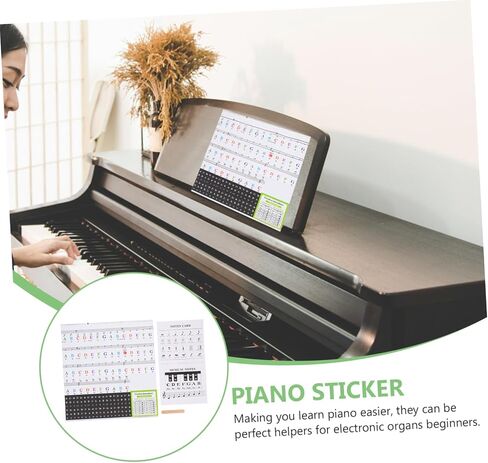 1Set Practical Removable Piano Keyboard Stickers for Keys Smooth Decals for Beginners Easy Install Removal Durable Teaching Accessory in Saudi Arabia