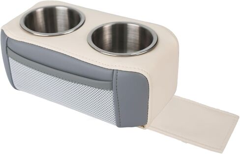 Boat Seat Cup Holders for Drinks,Pontoon Cup Holders for Boat, Marine Pontoon Double Drink Holder with Side Pocket,Must Have Boat Accessories White&Grey-1Pack in Saudi Arabia