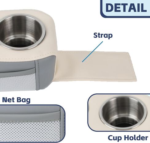 Boat Seat Cup Holders for Drinks,Pontoon Cup Holders for Boat, Marine Pontoon Double Drink Holder with Side Pocket,Must Have Boat Accessories White&Grey-1Pack in Saudi Arabia