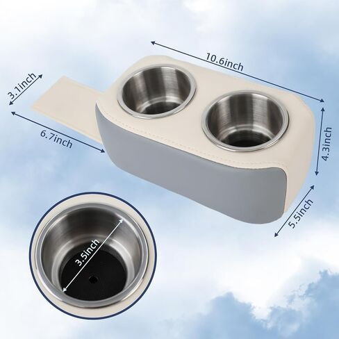 Boat Seat Cup Holders for Drinks,Pontoon Cup Holders for Boat, Marine Pontoon Double Drink Holder with Side Pocket,Must Have Boat Accessories White&Grey-1Pack in Saudi Arabia