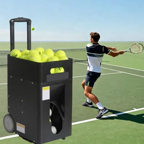 Professional Tennis Ball Machine with Remote - 60km/h Speed, 50 Ball Capacity, Ideal for Beginners & Intermediate Players, Perfect Tennis Training Device for Skill Development in Saudi Arabia
