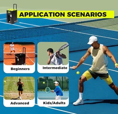 Professional Tennis Ball Machine with Remote - 60km/h Speed, 50 Ball Capacity, Ideal for Beginners & Intermediate Players, Perfect Tennis Training Device for Skill Development in Saudi Arabia