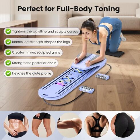 Pilates Board, Pilates Reformer Set with Timer, 8-in-1 Foldable Pilates at Home Workout Equipment, Pilates Reformer Equipment for Women Full Body Workout, Fitness, Exercise, Abs, Core in Kuwait
