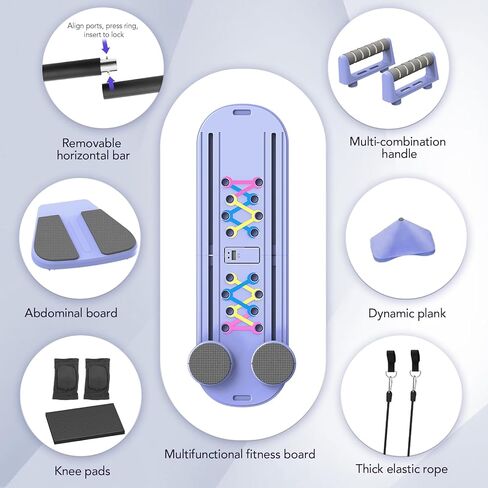 Pilates Board, Pilates Reformer Set with Timer, 8-in-1 Foldable Pilates at Home Workout Equipment, Pilates Reformer Equipment for Women Full Body Workout, Fitness, Exercise, Abs, Core in Kuwait