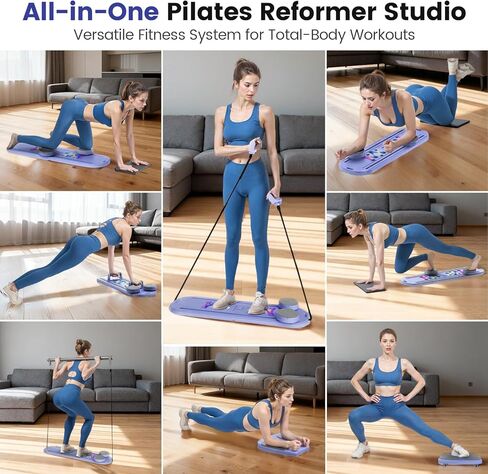 Pilates Board, Pilates Reformer Set with Timer, 8-in-1 Foldable Pilates at Home Workout Equipment, Pilates Reformer Equipment for Women Full Body Workout, Fitness, Exercise, Abs, Core in Kuwait