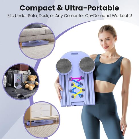 Pilates Board, Pilates Reformer Set with Timer, 8-in-1 Foldable Pilates at Home Workout Equipment, Pilates Reformer Equipment for Women Full Body Workout, Fitness, Exercise, Abs, Core in Kuwait