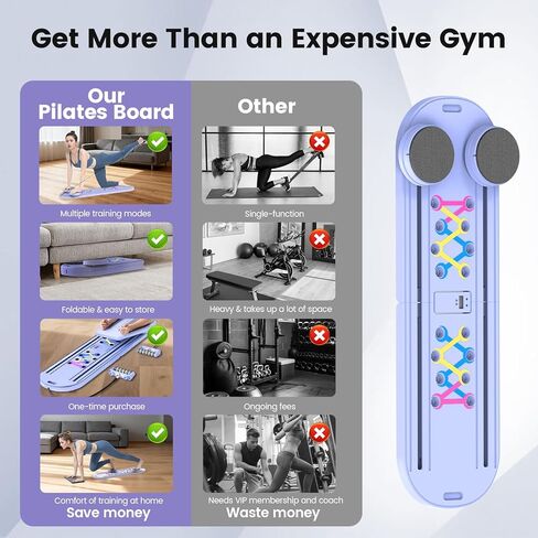 Pilates Board, Pilates Reformer Set with Timer, 8-in-1 Foldable Pilates at Home Workout Equipment, Pilates Reformer Equipment for Women Full Body Workout, Fitness, Exercise, Abs, Core in Kuwait