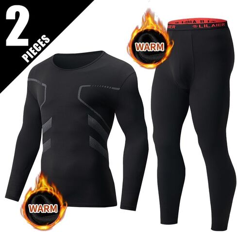 2 Piece Men’s Workout Set Long Sleeve Compression Top and Pants, Quick Dry Gym Training Tracksuit for Running Fitness Yoga in Saudi Arabia