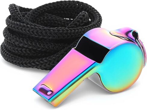 Whistle with Lanyard, Stainless Steel Coach Sports Whistle, Referee Whistle, Colorful Metal Whistles Loud Crisp Sound for Coach, Referee, Emergency, Teacher in Saudi Arabia