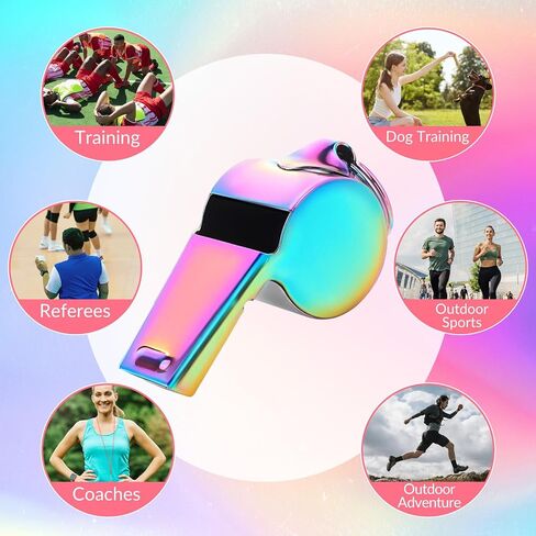 Whistle with Lanyard, Stainless Steel Coach Sports Whistle, Referee Whistle, Colorful Metal Whistles Loud Crisp Sound for Coach, Referee, Emergency, Teacher in Saudi Arabia