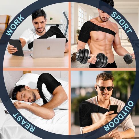 دعامة كتف للرجال والنساء من أجل الكفة الدوارة الممزقة، وحزام الكتف لمنع الحركة، وأكمام ضغط الكتفين ودعم لتخفيف الألم، قابلة للتعديل، ومناسبة لكل من الذراعين اليسرى واليمنى (1، أسود) in Saudi Arabia