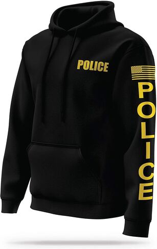 سترة بغطاء للرأس من POLICE - ملابس وطنية أمريكية - 100% بوليستر بدون رائحة، راحة سريعة الجفاف ماصة للرطوبة. in Kuwait