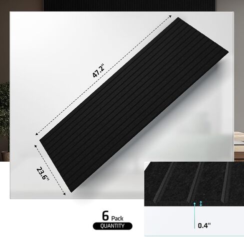 6 Pack Acoustic Wall Panels, 47.2" X 23.6" Sound Absorbing Panels, Decorative Sound Proof Panels for Home, Office, Studio Room, Deep Walnut in Kuwait