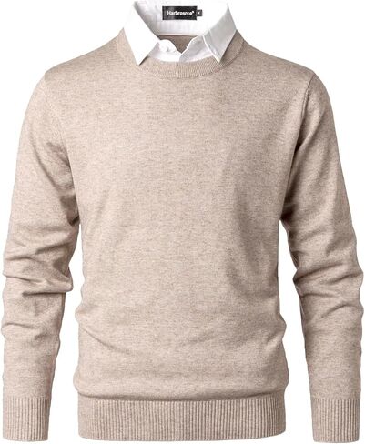 Men's Crew Neck Jumpers Knitted Sweater with Mock Shirt Neck Casual Business Knitwear Pullover Solid Color in Saudi Arabia