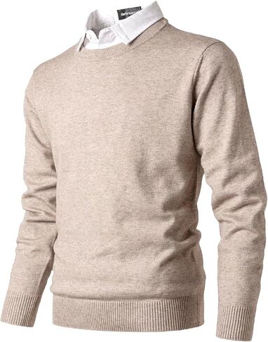 Men's Crew Neck Jumpers Knitted Sweater with Mock Shirt Neck Casual Business Knitwear Pullover Solid Color in Saudi Arabia