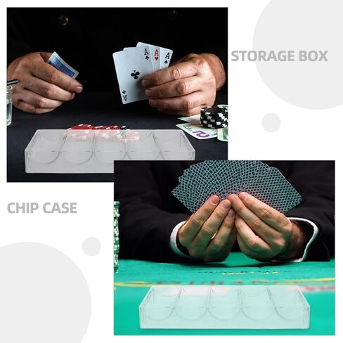 Yardwe 2pcs Transparent Acrylic Poker Chip Holder Multi-grid Storage Tray for Easy Classification for and Other Game Chips Portable Design for Home Travel in Kuwait