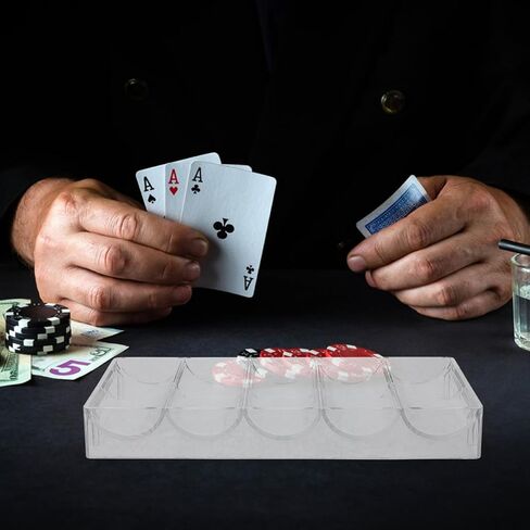 Yardwe 2pcs Transparent Acrylic Poker Chip Holder Multi-grid Storage Tray for Easy Classification for and Other Game Chips Portable Design for Home Travel in Kuwait