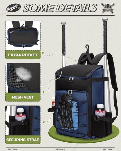 حقيبة البيسبول البيسبول والعتاد للبنين والبنات الذين تتراوح أعمارهم بين 8-12 12-14 14-16 حقيبة ظهر كبيرة للأطفال مع حجرة أحذية جيدة التهوية لوازم البيسبول البيسبول للشباب والكبار in Kuwait