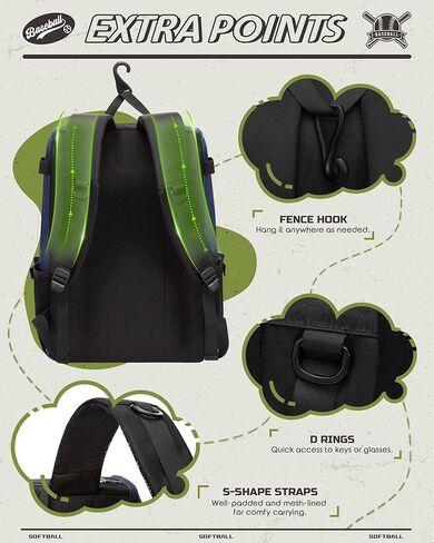 حقيبة البيسبول البيسبول والعتاد للبنين والبنات الذين تتراوح أعمارهم بين 8-12 12-14 14-16 حقيبة ظهر كبيرة للأطفال مع حجرة أحذية جيدة التهوية لوازم البيسبول البيسبول للشباب والكبار in Kuwait