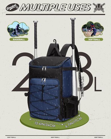 حقيبة البيسبول البيسبول والعتاد للبنين والبنات الذين تتراوح أعمارهم بين 8-12 12-14 14-16 حقيبة ظهر كبيرة للأطفال مع حجرة أحذية جيدة التهوية لوازم البيسبول البيسبول للشباب والكبار in Kuwait