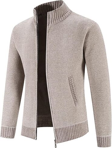 Muscularfit Casual Zip Up Sweaters for Men 2024 Trendy Long Sleeve Cable Knit Cardigan Sweater with Pockets Winter Warm Coat in Saudi Arabia