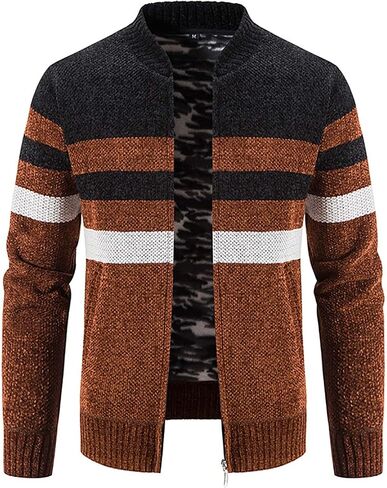 Muscularfit Casual Zip Up Sweaters for Men 2024 Trendy Long Sleeve Cable Knit Cardigan Sweater with Pockets Winter Warm Coat in Saudi Arabia