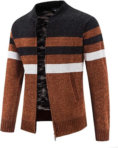 Muscularfit Casual Zip Up Sweaters for Men 2024 Trendy Long Sleeve Cable Knit Cardigan Sweater with Pockets Winter Warm Coat in Saudi Arabia