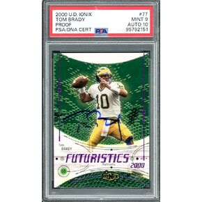 Tom Brady Autographed 2000 U.D. Ionix Rookie Card #77 New England Patriots PSA 9 Auto Grade Gem Mint 10 PSA/DNA #95792151 - Football Slabbed Autographed Rookie Cards in Saudi Arabia