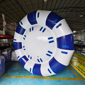 قارب ديسكو قابل للنفخ لـ 6 أشخاص - مادة PVC 10x10FT قابلة للنفخ بالماء UFO أنبوب قارب ديسكو نهري قابل للقطر للألعاب المائية في الهواء الطلق (أبيض + أزرق) in Kuwait