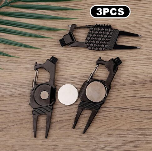 BOXOB 3pcs 7-in-1 Golf Turf Repair Tool, Divot Repair Tool with Magnetic Ball Marker Bottle Opener Groove Cleaner Club Holder & Putter Alignment Golf Accessories for Men Women Golfers in Saudi Arabia