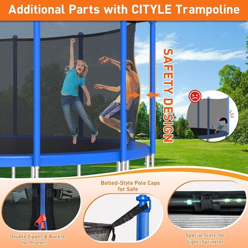 1500LBS 8 10 12 14 15 16 FT Tranpoline for Adults/Kids with Safety Enclosure Net, Basketball Hoop, Ball, Wind Stakes and Ladder, Heavy Duty Outdoor Recreational Tranpolines for Family in Kuwait