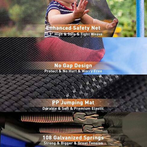 1500LBS 8 10 12 14 15 16 FT Tranpoline for Adults/Kids with Safety Enclosure Net, Basketball Hoop, Ball, Wind Stakes and Ladder, Heavy Duty Outdoor Recreational Tranpolines for Family in Kuwait