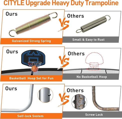 1500LBS 8 10 12 14 15 16 FT Tranpoline for Adults/Kids with Safety Enclosure Net, Basketball Hoop, Ball, Wind Stakes and Ladder, Heavy Duty Outdoor Recreational Tranpolines for Family in Kuwait