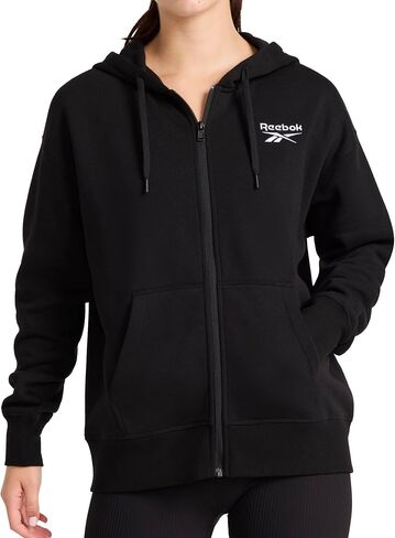 Reebok womens Embroidery Full-zip Hoodie, Standard Fit, Midweight Cotton-poly Fabric in Saudi Arabia