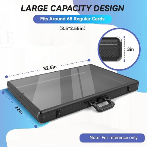 Aluminum Card Display Case with Lock and Customizable Foam Insert, Large Glass Tabletop Showcase for Collectible Cards, Jewelry, Trading Cards, Portable Acrylic Storage Box for Trade and Home Display in Kuwait
