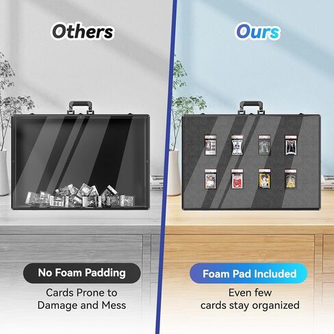 Aluminum Card Display Case with Lock and Customizable Foam Insert, Large Glass Tabletop Showcase for Collectible Cards, Jewelry, Trading Cards, Portable Acrylic Storage Box for Trade and Home Display in Kuwait